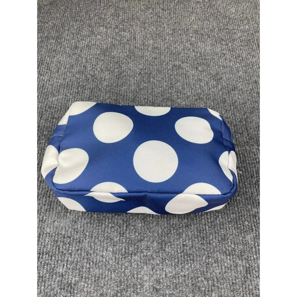 Clinique x Kate Spade New York Navy Blue White Stripe Polka Dot Makeup Bag Pouch